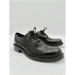 Vera Gomma Black Leather Oxford Brogue Shoes EU 35 | Made in Italy